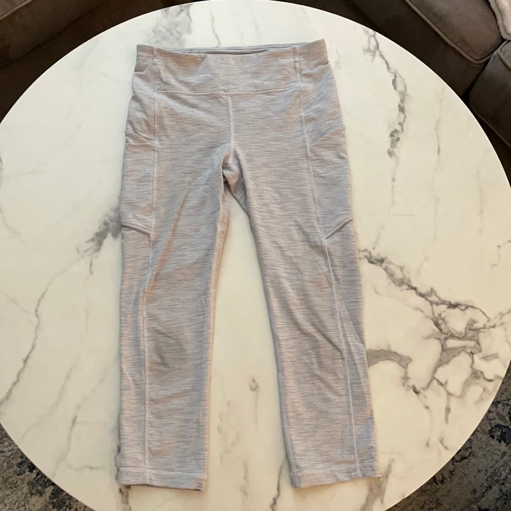 Lululemon Pace Revival Crop, gray/white stripe